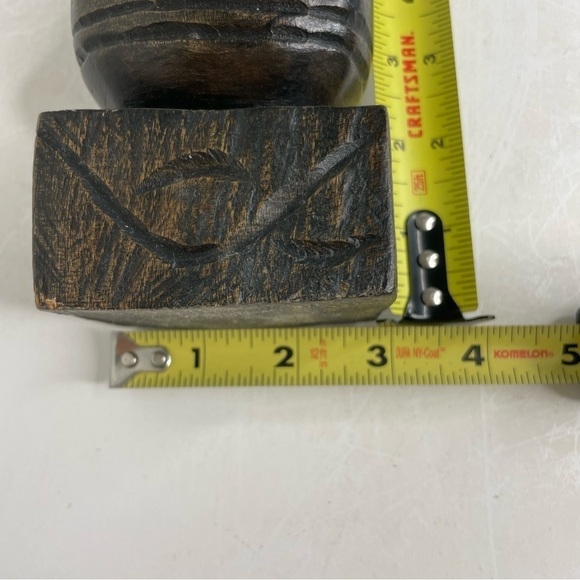 Handmade primitive abstract carved wood sculpture intertwined snake columns - Picture 15 of 16